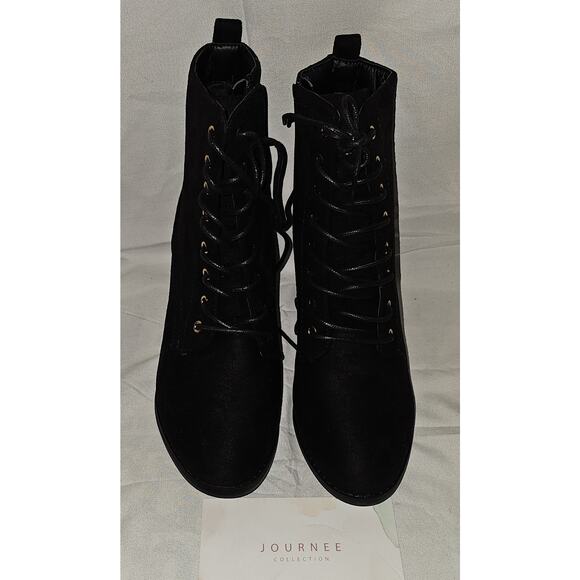 Journee Collection Womens Baylor  Lace Up Stacked Heel Booties - Picture 2 of 6